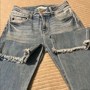 KanCan Light Blue Frayed Boot Cut Jeans